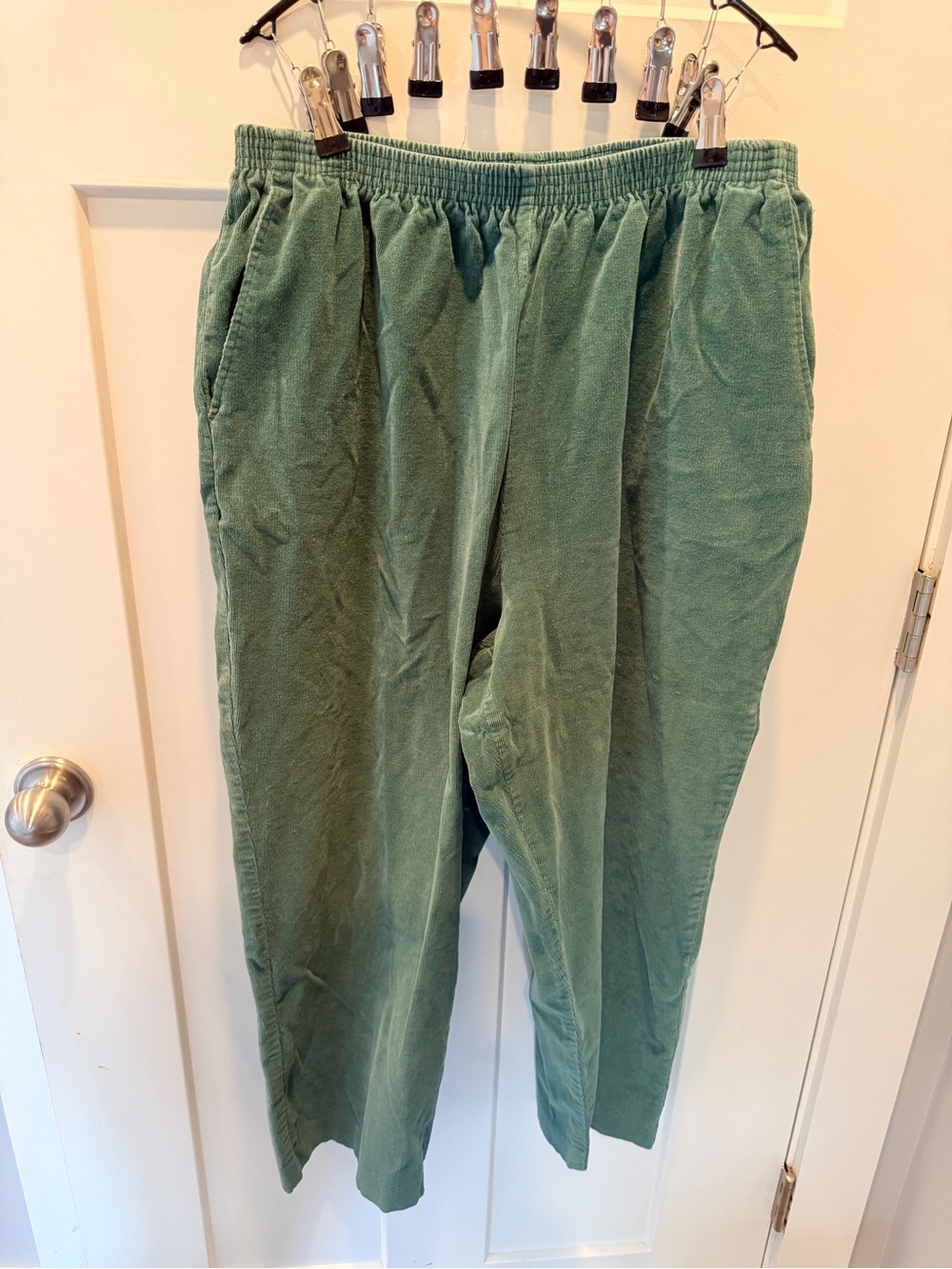 Alfred Dunner Women’s 18 Sage Green Stretch Corduroy Pull On Pants